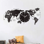 World Art Map Minimalist Luminous Mute Wall Clock