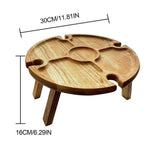 Wooden Outdoor Folding Picnic Table With Glass Holder